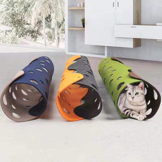 Cat Tunnel Pet Toy – Removable Felt Design for Fun Play